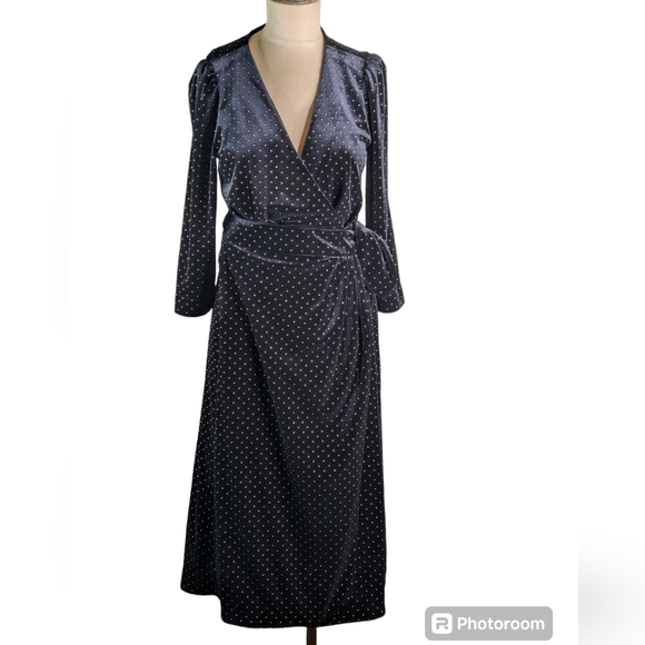 Sezane Black Gold Velvet DalhiaDress, Sz 38/ NWT1